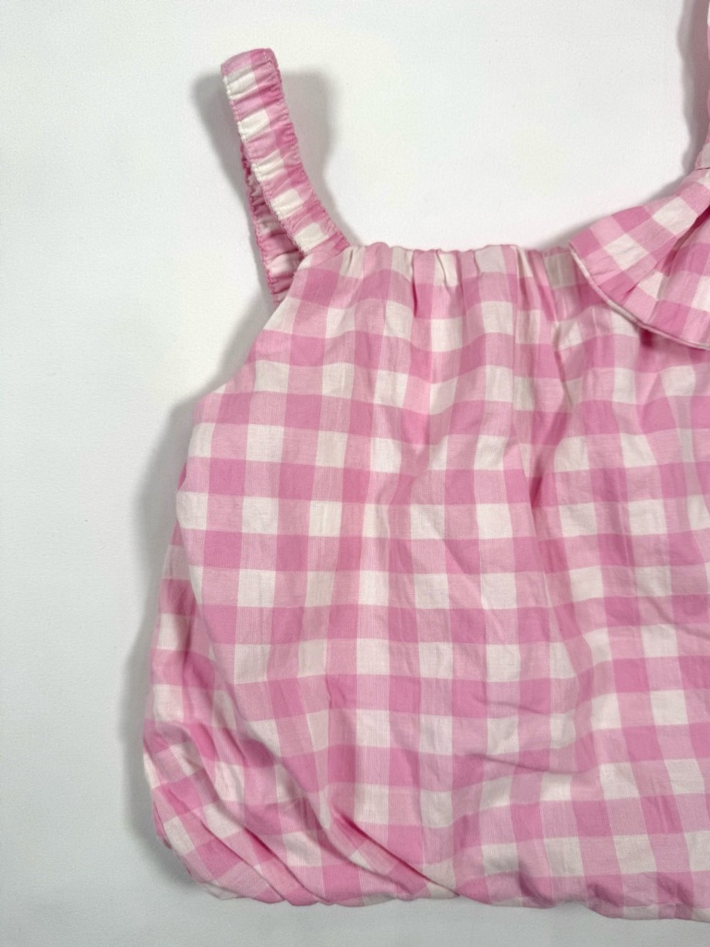 NICOLE MILLER Girls Gingham Bow Bubble Top‎ Size 5 Preppy Cottagecore Summer - Picture 6 of 9